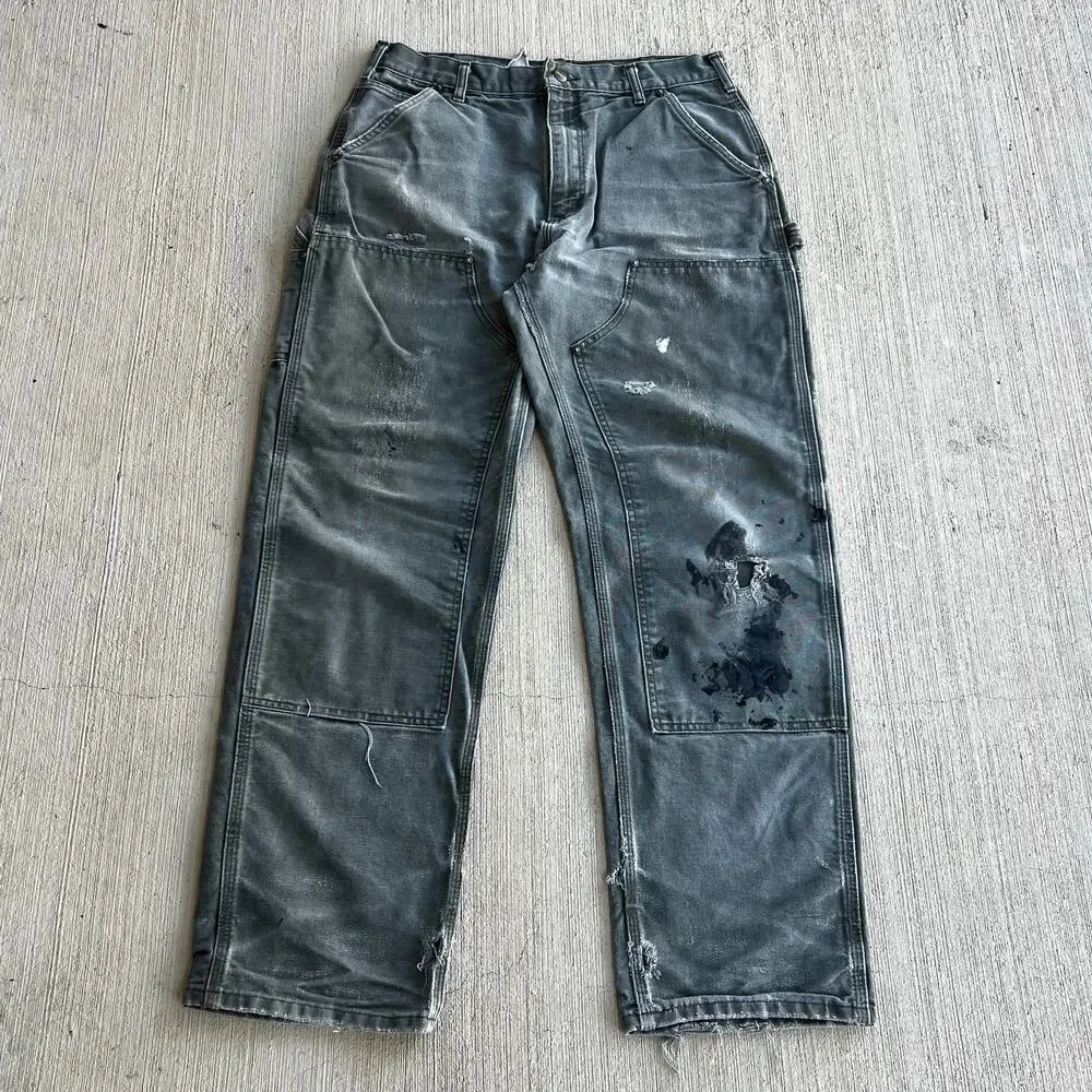 Carhartt faded green double knee work wear carpenter pants